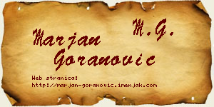Marjan Goranović vizit kartica